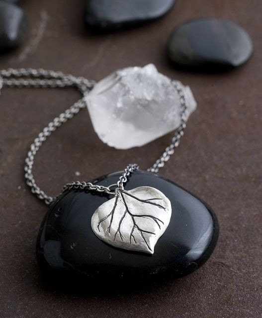 silver aspen leaf necklace sterling silver by colbyjunejewelry silver aspen leaf necklace sterling silver by colbyjunejewelry