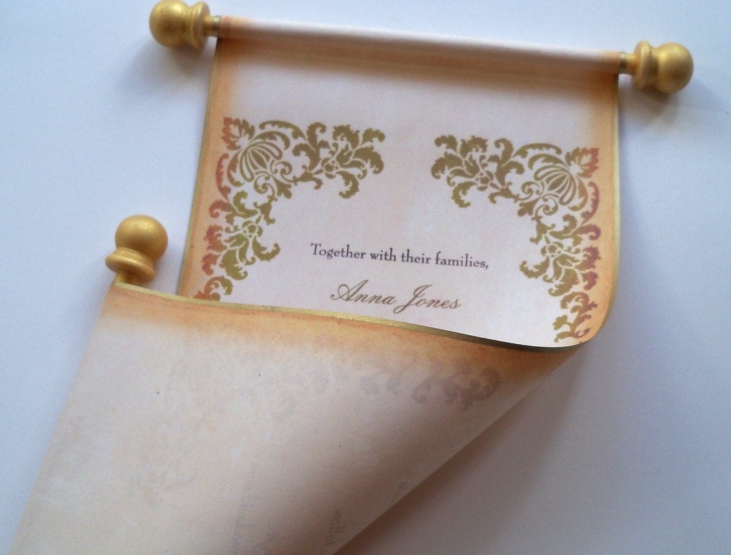 Rustic wedding invitation scroll invitations country wedding