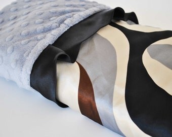 NEW LUXURIOUS BLANKET wavy satin print with soft minky dimples and trim........Very trendy and modern baby boy blanket