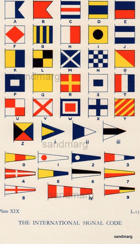 Vintage Chart of Nautical Flags of the International Signal