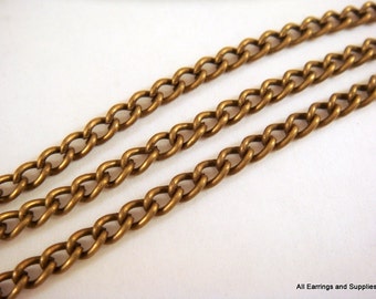 5ft Brass Chain Curb Antique Bronze 3.7x2.5mm Not Soldered - 5 feet - STR9047CH-AB5