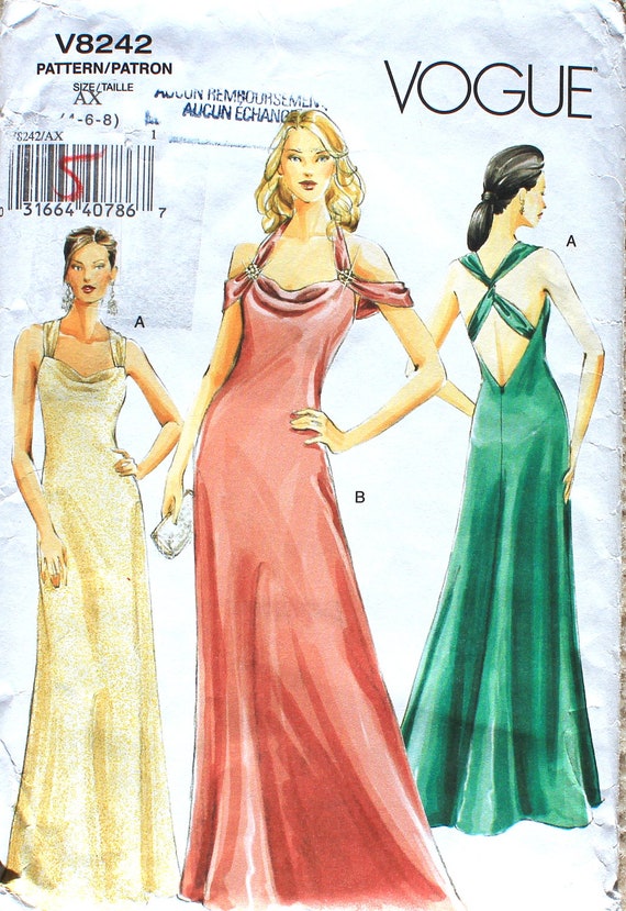 UNCUT Bias Dress Sewing Pattern with Halter or Twisted Back