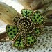 Lime green felt and zipper multi leaf brooch