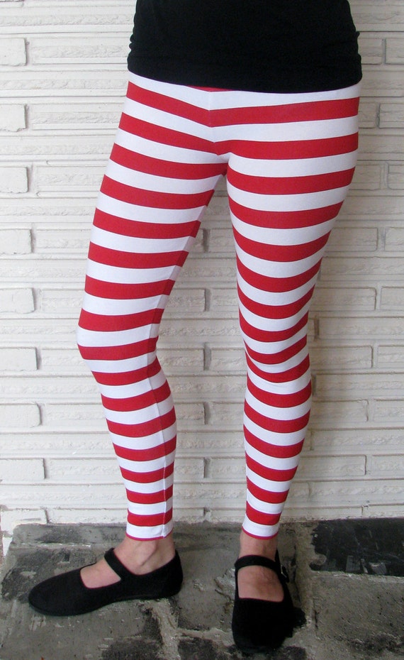 Red And White Striped Leggings