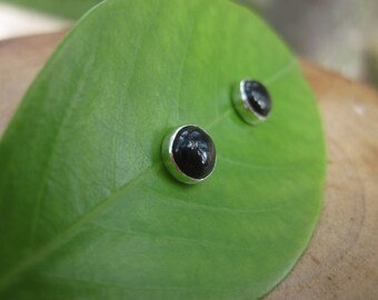 Handmade Black Onyx Sterling Silver Studs Post Earrings 6mm Ready to Ship