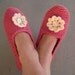 Crochet Slippers with flowers, size 8