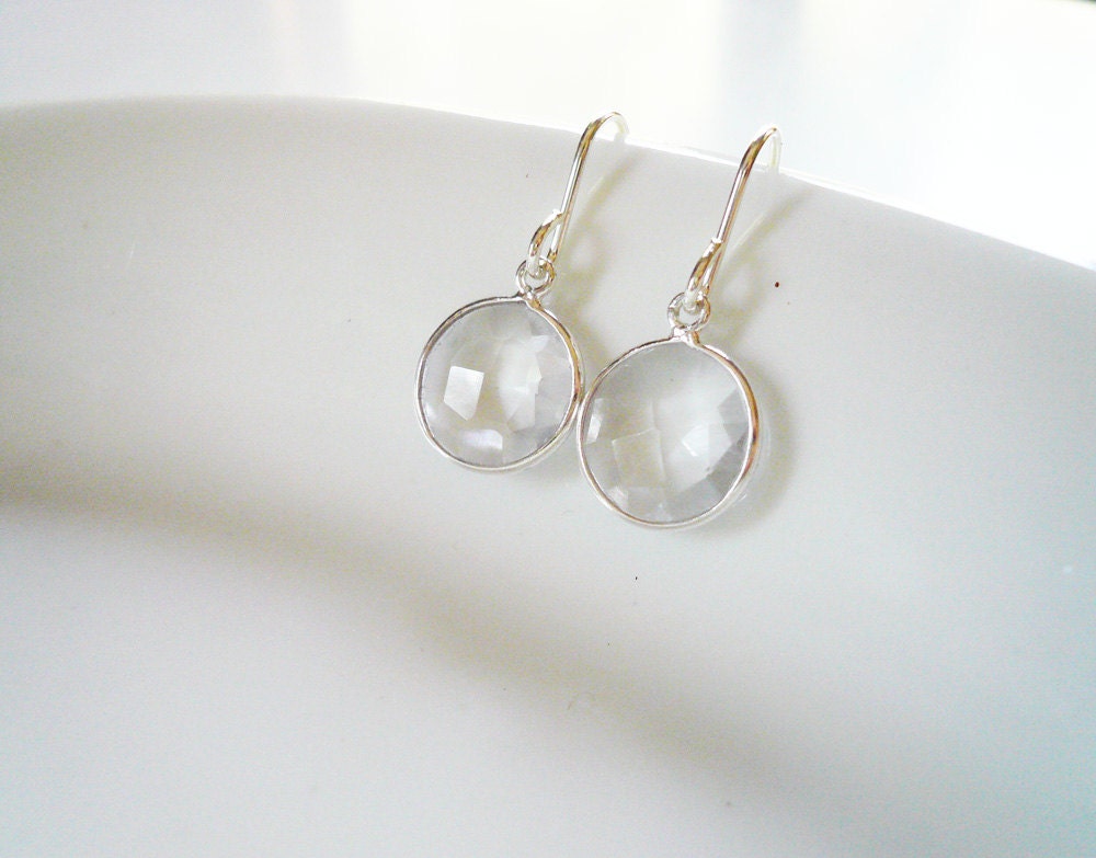 Quartz Crystal Earrings in Sterling Silver Dainty Everyday
