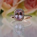 1.62ct emerald cut Peach sapphire Champagne sapphire ring diamond ring 14k rose gold Engagement ring
