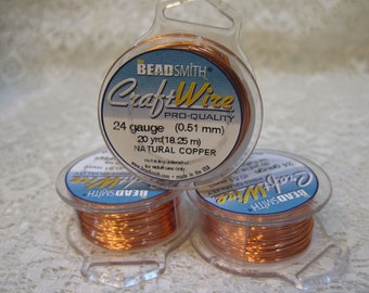 24 gauge Natural Copper Beadsmith Copper Craft Wire 20 yards