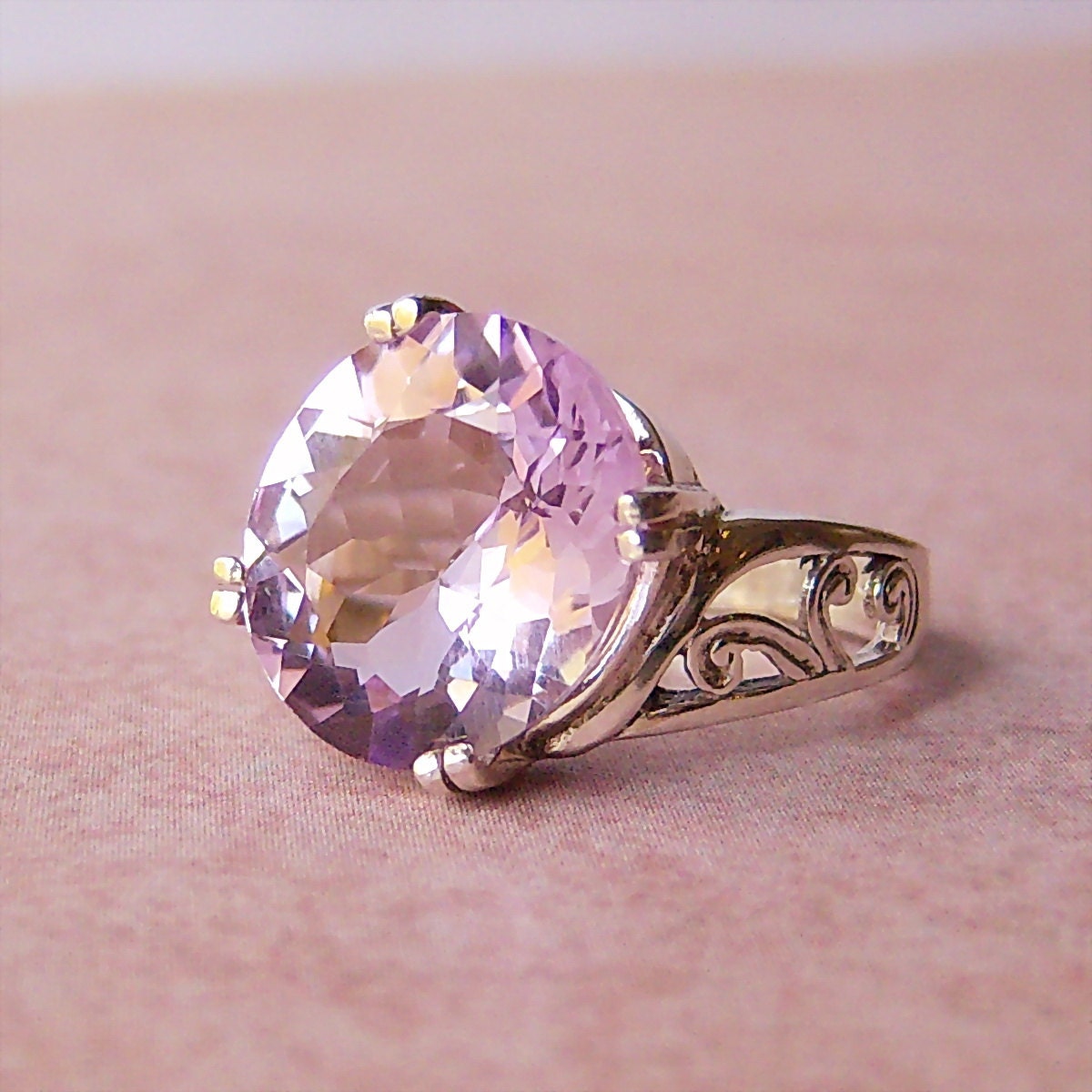 5.76ct Pink Amethyst Sterling Silver Ring by CavalierCreations