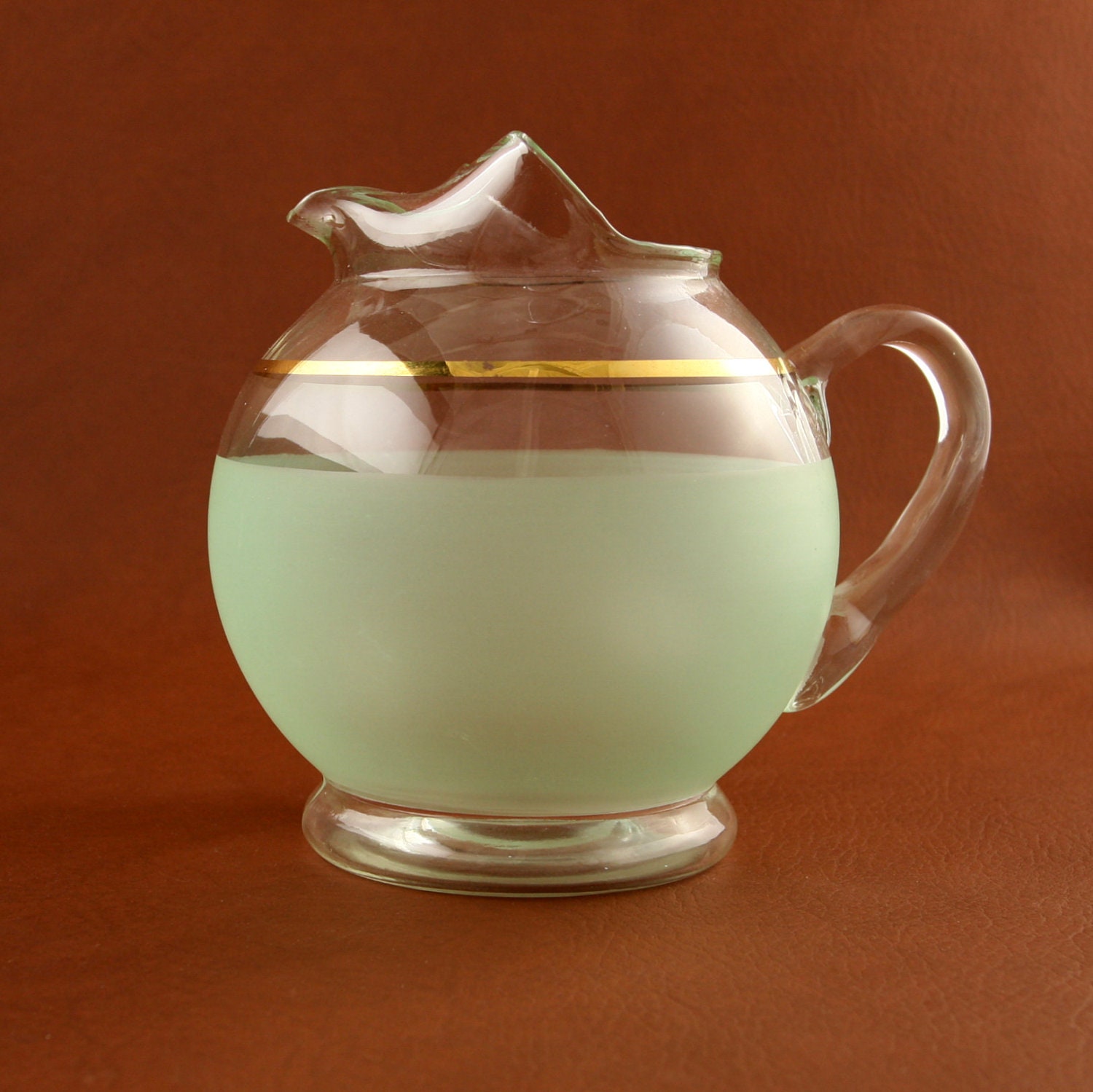 Blendo Green Ball Pitcher West Virginia Glass Vtg