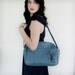 UPCYCLED Cornflower Blue Messenger Purse with Bird Girl Art by Sherri Dupree Bemis