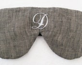 Natural Linen and Silk Monogrammed Eye Mask Sleep Mask