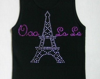 Ooo La La Rhinestone Tank Tshirt, Eiffel Tower, Rhinestones, Eiffel Tower Tshirt