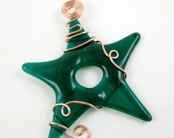 Glass Star Suncatcher Emerald Green Fused Glass