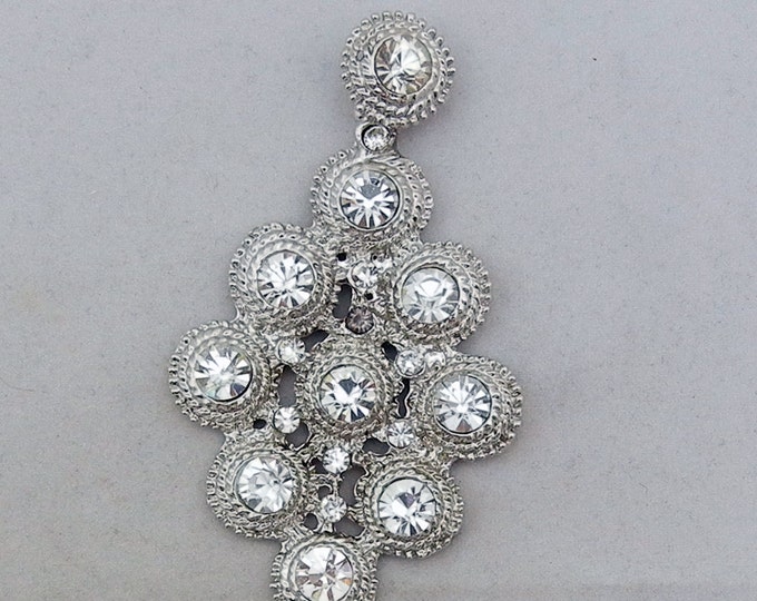 Silver-tone Rhinestone Drop Pendant