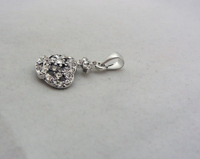 Small Rhinestone Crown Pendant Silver-tone