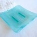 Pale Aquamarine Streaky Square Glass Soap Dish