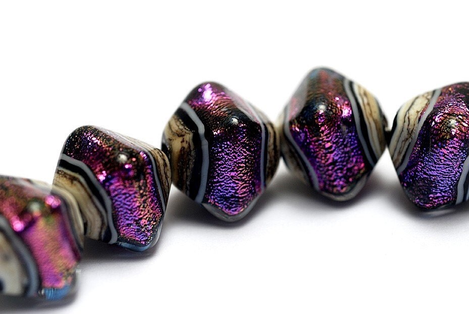 Glass Lampwork Bead Sets Five Pixie Purple Bicone Beads 10604207
