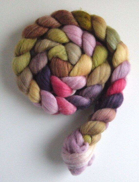 Polwarth/Silk Roving Hand Painted Spinning or Felting Fiber