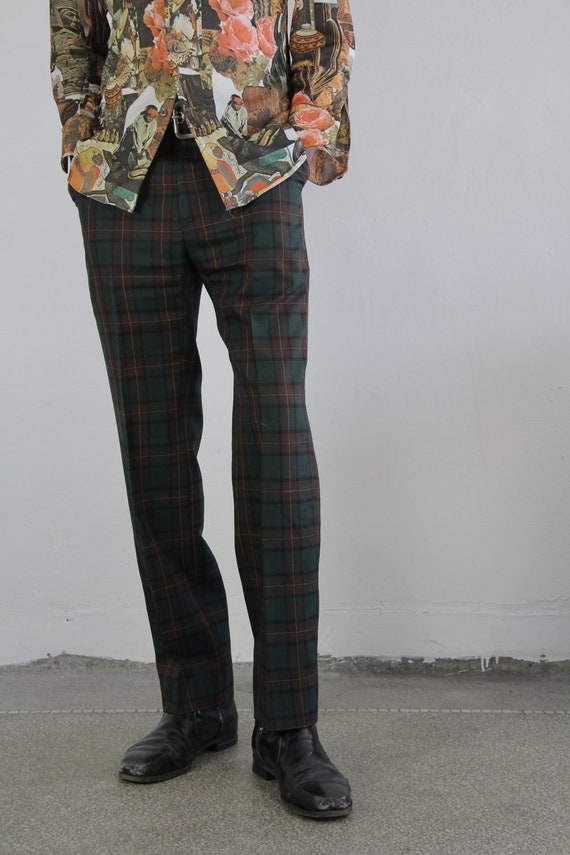 Vintage Golf Pants . Mens Wear . Green Plaid . HAGGAR IMPERIAL