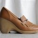 RESERVED ... Vintage Wedge Shoes . High Heel . Fascinators . Tassel Fringe . Vinyl Vegan . 1970s