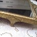 Metal Gold Filagree Mirror Vanity or Perfume Tray Footed Shabby Charm