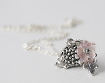Holly the Hedgehog | Cute Silver Hedgehog Necklace | Tiny Hedgehog Charm Necklace | Hedgehog Pendant