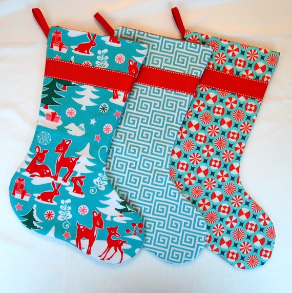 Made To Order Set Of Three Modern Christmas Stockings In   Il 570xN.404416136 Dl3i 