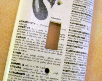 vintage FRENCH dictionary AUBERGINE (eggplant) light switch plate