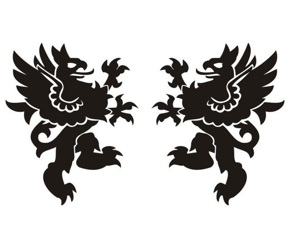 Heraldic rampant griffin black vinyl decals