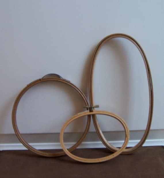 Vintage Wood Embroidery Hoops by lovelyhuntedvintage on Etsy