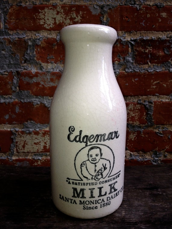 Vintage Edgemar Milk Santa Monica Dairy Co. Bottle by greteldoll