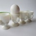 Vintage Milk Glass Hen Egg Cup Set of Four