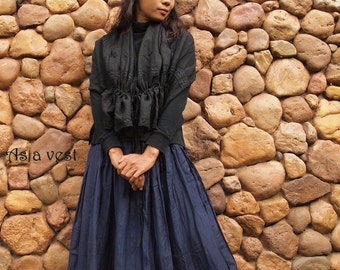 30 USD SALE Cocoon Bolero/scarf/shawl/vest...Black lace mix silk (one size fit all)