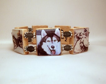 HUSKY Bracelet / Dog Lover Gift / Upcycled / Siberian SCRABBLE Jewelry ... HUSKY Bracelet / Dog Lover Gift / Upcycled / Siberian SCRABBLE Jewelry ...
