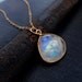 moonstone jewelry, LARGE moonstone pendant necklace, Blue flash, blue fire, gold fill, bezel set moonstone
