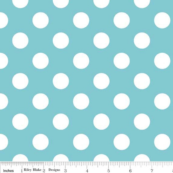 Polka Dot Basics Fabric Aqua Medium Dots by by 44thStreetFabric