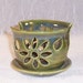 Ceramic Sponge holder Hand Carved Green Flower Stoneware Wheel Thrown Ceramics Pottery