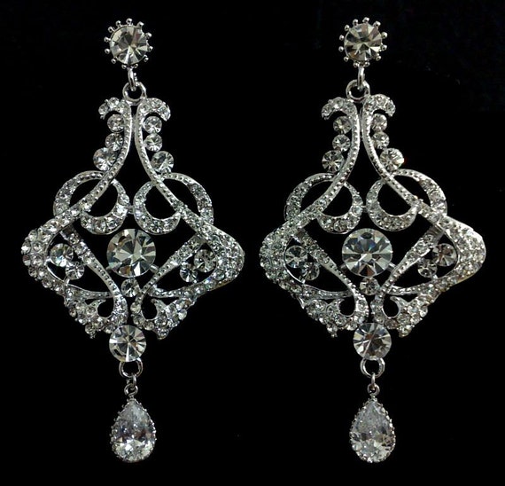 Art Deco Bridal Earrings Statement Wedding Earrings   Il 570xN.366205612 U06d 