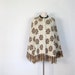 Vintage Knit Poncho / 70s Cape / Scandinavian Print / Golden Brown