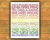 Items similar to 12 Days of Christmas Wall Art - Subway Art, Typography