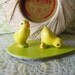 SALE 2 Vintage Miniature Baby Chicks Figurines Yellow Dollhouse Stocking Stuffer Black Friday Cyber Monday