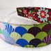 Reversible Fabric Headband for children - Cotton mod Tula Pink Parisville Burgundy Fan Flowers Party Favor - Bandeau fillette