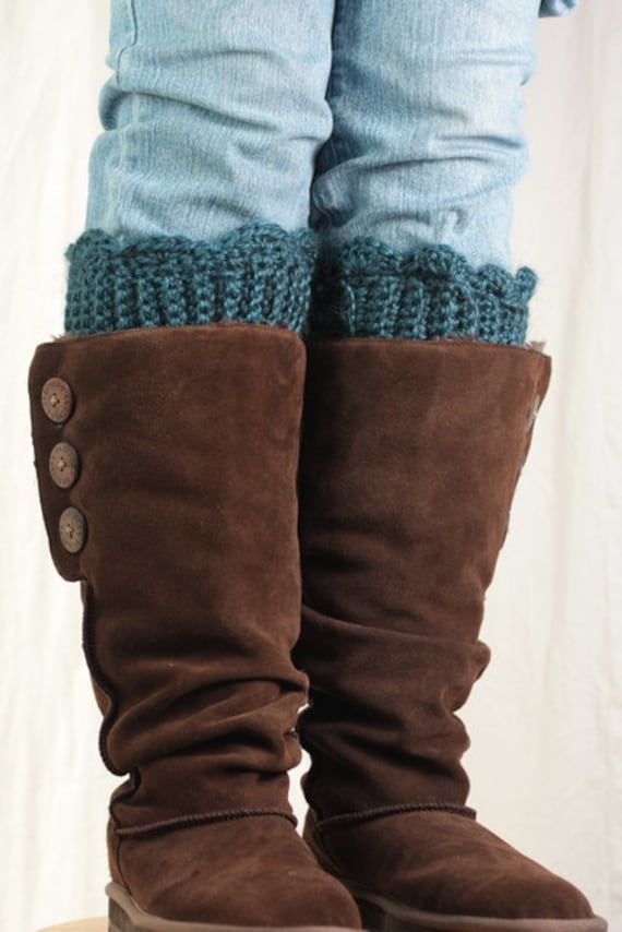 Boot cuff boot topper wool peacock blue