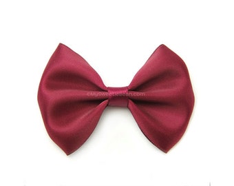 Shocking Pink Satin Hair Bow 3 Inch Bow Classic by MySweetieBean