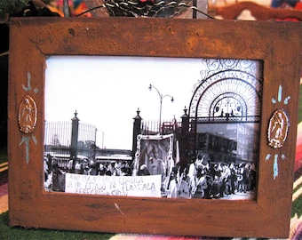 Vintage GUADALUPE Processional Photograph Antiqued Frame - a peek into Mexican history