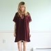 Ribbon Ticked Vintage SS Dark Maroon Red Ethnic Mini Dress Tunic LARGE L Petite P
