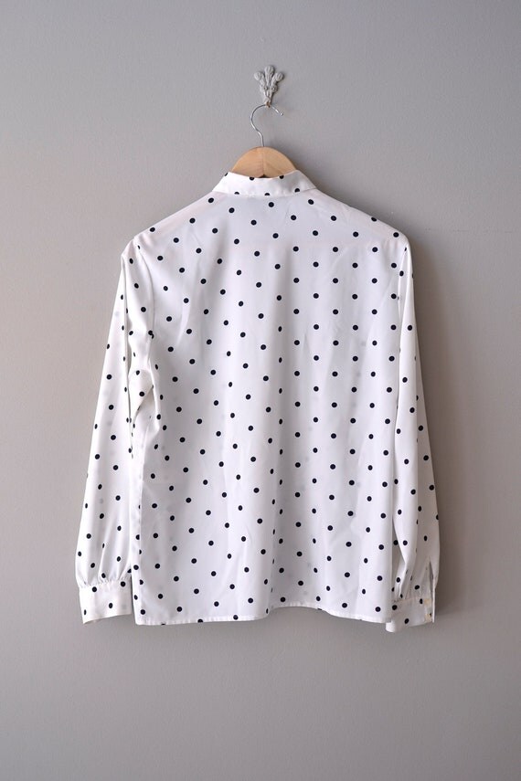 polka dot blouse / 80s polka dot / black and white