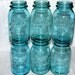 6 Vintage Blue Ball Mason Quart Jar Glass Wedding Vases Canister 1923-33